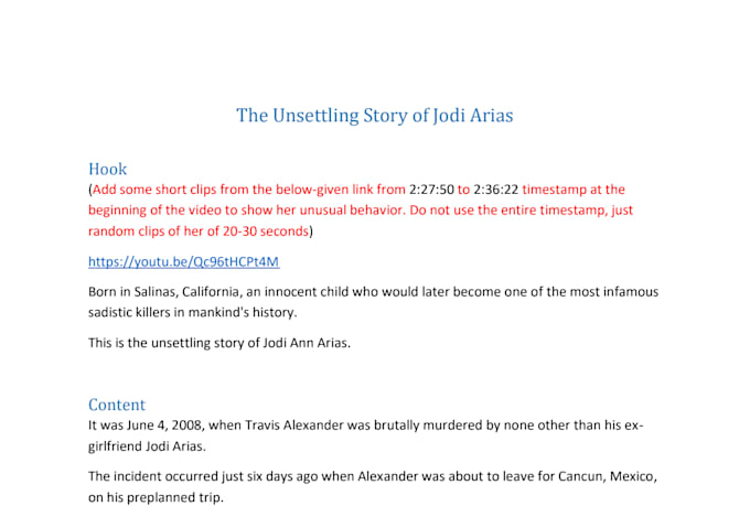 write true crime documentary script and mystery video script